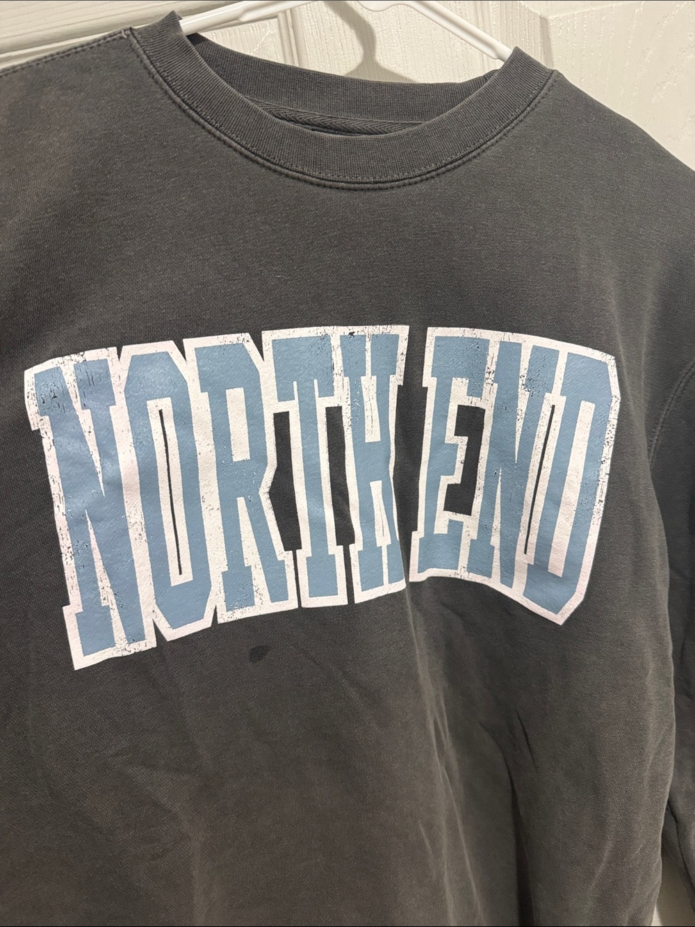 Grey 'North End' Graphic Sweatshirt with Blue Lettering